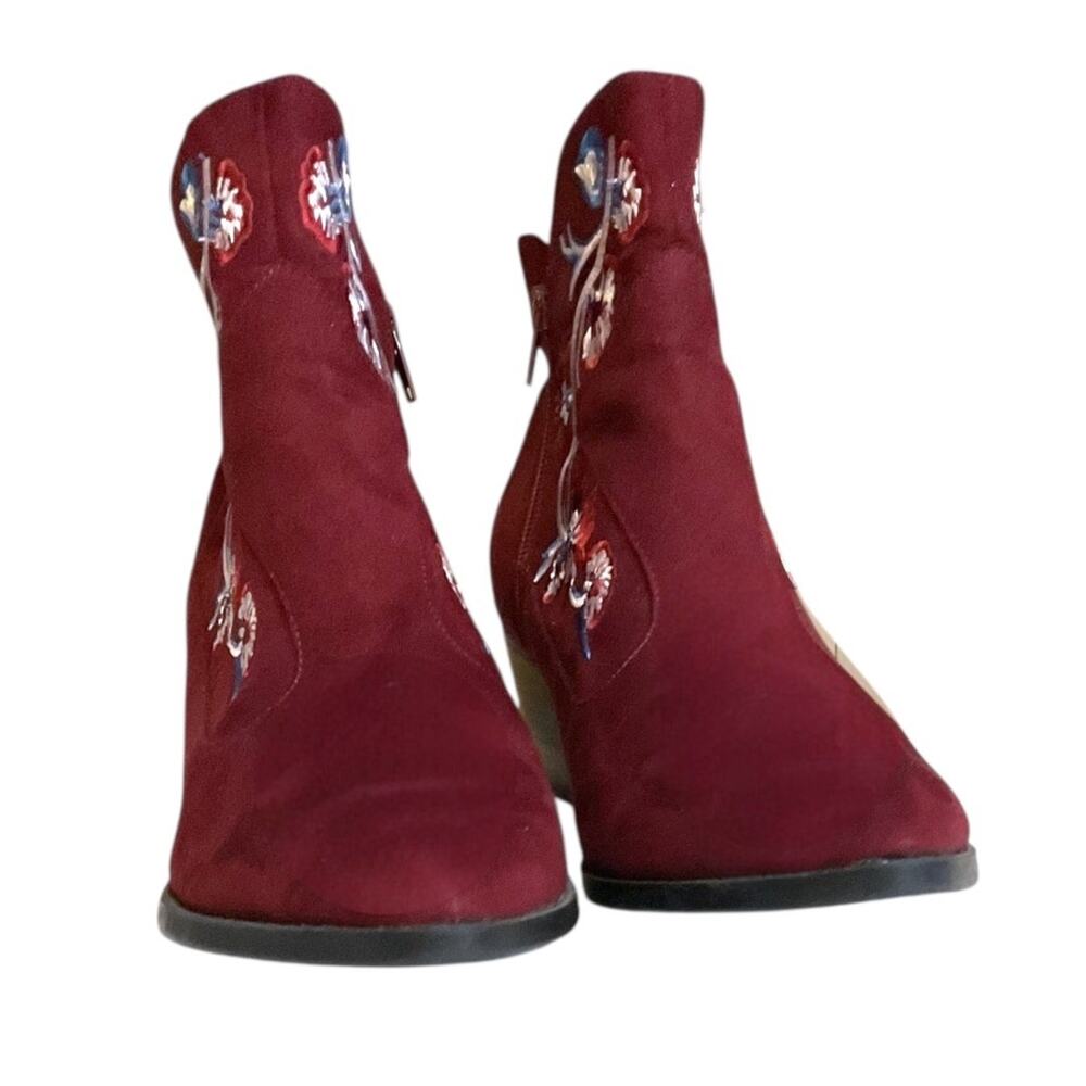 Carlos by Carlos Santana Western Women's 10M Ankle Boots Red Burgundy Floral - Picture 10 of 13